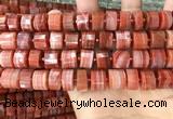 CRB2108 15.5 inches 12mm - 13mm faceted tyre south red agate beads