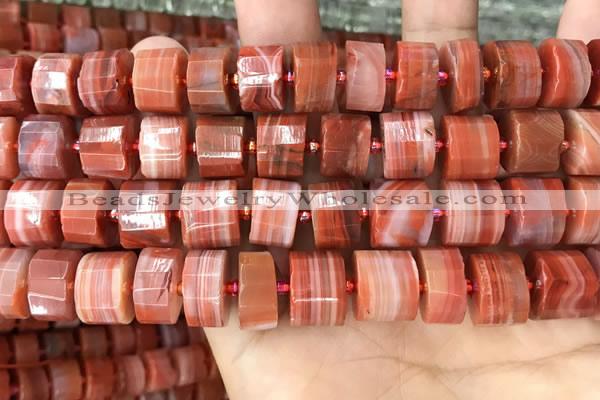 CRB2109 15.5 inches 13mm - 14mm faceted tyre south red agate beads