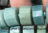 CRB2117 15.5 inches 11mm - 12mm faceted tyre amazonite beads