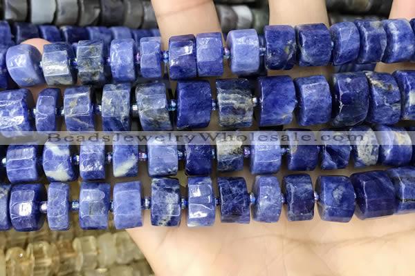 CRB2178 15.5 inches 13mm - 14mm faceted tyre sodalite beads