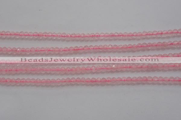 CRB220 15.5 inches 2.5*4mm faceted rondelle rose quartz beads