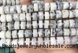 CRB2208 15.5 inches 11mm - 12mm faceted tyre white opal beads