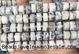 CRB2209 15.5 inches 13mm - 14mm faceted tyre white opal beads