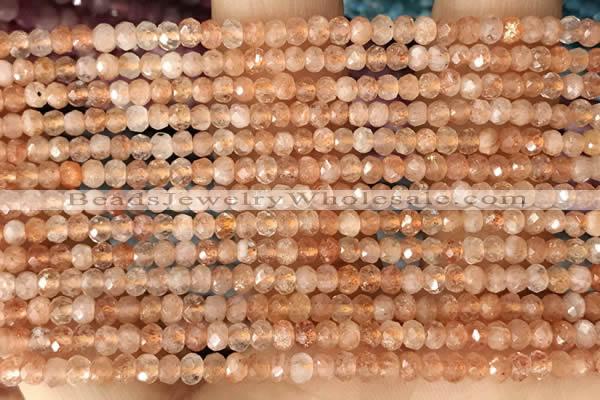 CRB2243 15.5 inches 2*3mm faceted rondelle golden sunstone beads