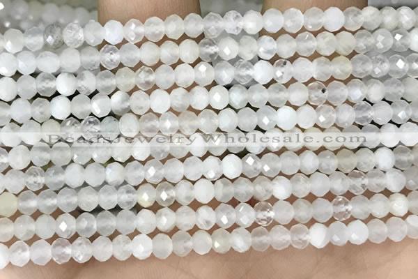 CRB2254 15.5 inches 3*4mm faceted rondelle white moonstone beads