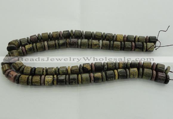 CRB250 15.5 inches 5*12mm - 10*12mm rondelle yellow artistic jasper beads