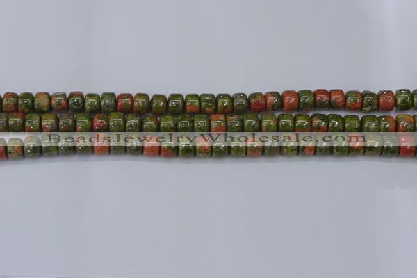 CRB2507 15.5 inches 6*8mm rondelle unakite gemstone beads