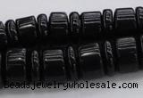 CRB254 15.5 inches 5*14mm - 10*14mm rondelle black agate beads