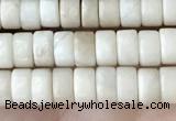 CRB2566 15.5 inches 2*4mm heishi white fossil jasper beads wholesale