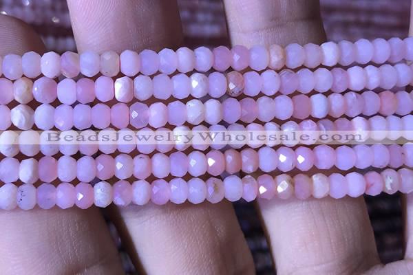 CRB2616 15.5 inches 3*4mm faceted rondelle pink opal beads