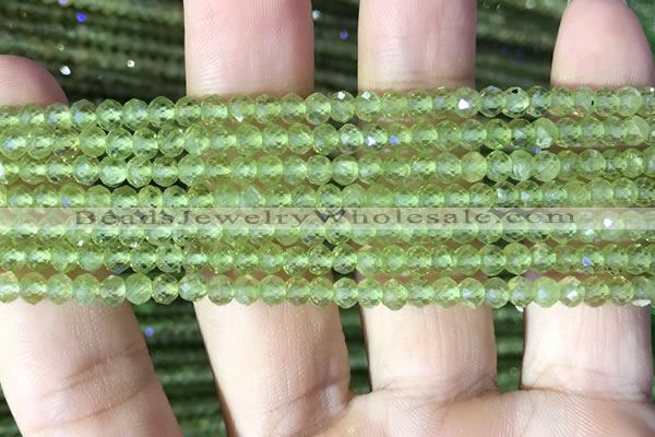 CRB2638 15.5 inches 3*4mm faceted rondelle peridot gemstone beads