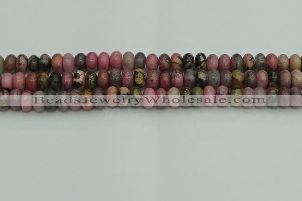 CRB2887 15.5 inches 6*10mm rondelle rhodonite beads wholesale