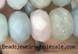 CRB3027 15.5 inches 8*14mm faceted rondelle morganite beads