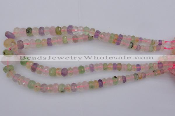 CRB306 5*8mm - 10*14mm faceted rondelle multicolor quartz beads