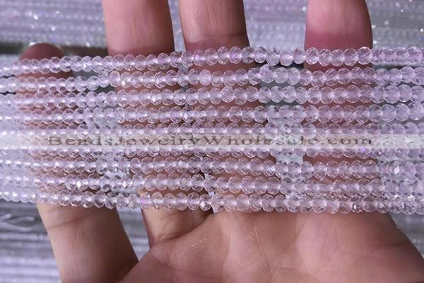 CRB3100 15.5 inches 2*3mm faceted rondelle tiny white crystal beads