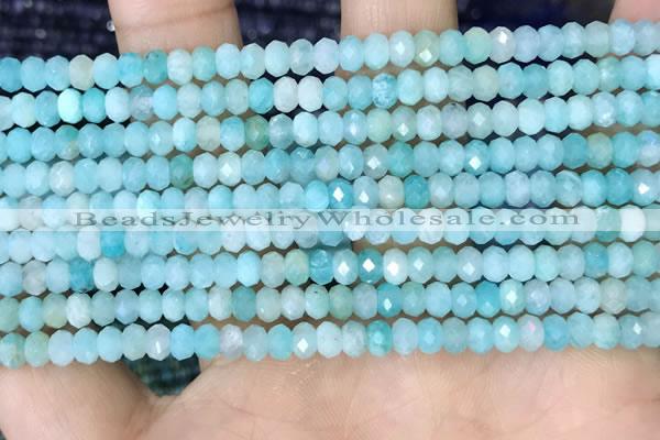 CRB3155 15.5 inches 2.5*4mm faceted rondelle tiny amazonite beads