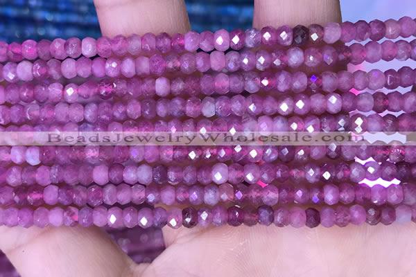 CRB3160 15.5 inches 2.5*4mm faceted rondelle tiny pink tourmaline beads