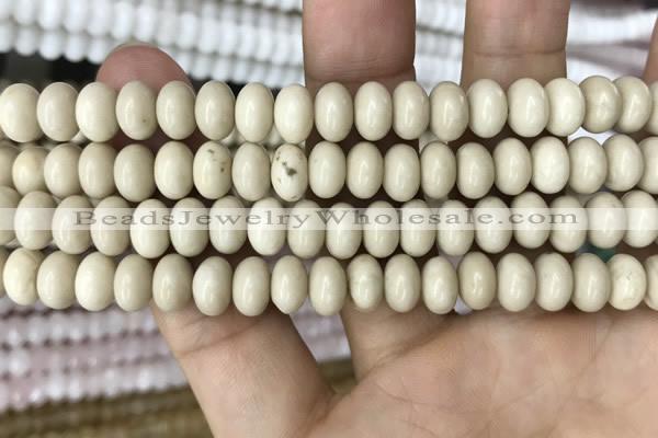 CRB4072 15.5 inches 5*8mm rondelle white fossil jasper beads wholesale