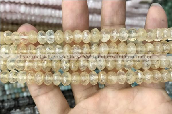 CRB4111 15.5 inches 5*8mm faceted rondelle yellow watermelon beads