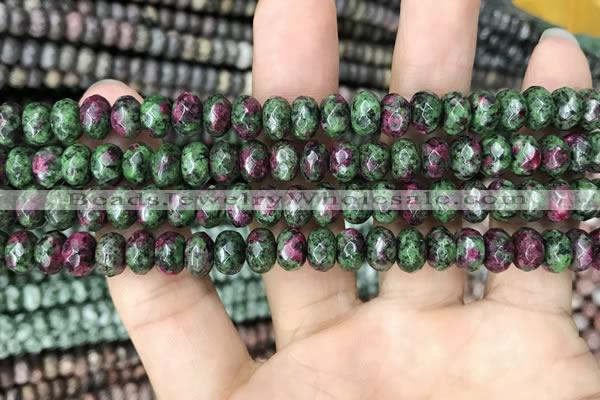 CRB4119 15.5 inches 5*8mm faceted rondelle imitation ruby zoisite beads