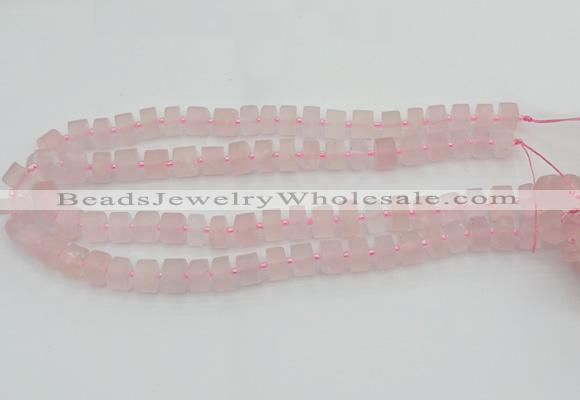 CRB452 15.5 inche 7*11mm tyre matte rose quartz gemstone beads