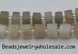 CRB467 15.5 inche 8*12mm tyre matte grey moonstone gemstone beads