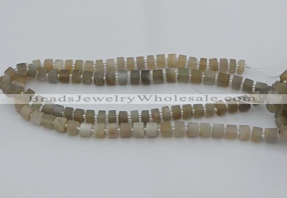 CRB467 15.5 inche 8*12mm tyre matte grey moonstone gemstone beads