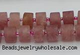 CRB479 15.5 inches 7*12mm tyre strawberry quartz beads wholesale