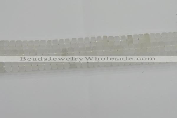 CRB499 15.5 inches 5*8mm tyre matte white crystal beads wholesale