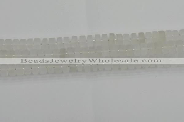 CRB500 15.5 inches 6*10mm tyre matte white crystal beads wholesale