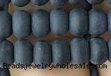 CRB5016 15.5 inches 4*6mm rondelle matte black agate beads wholesale