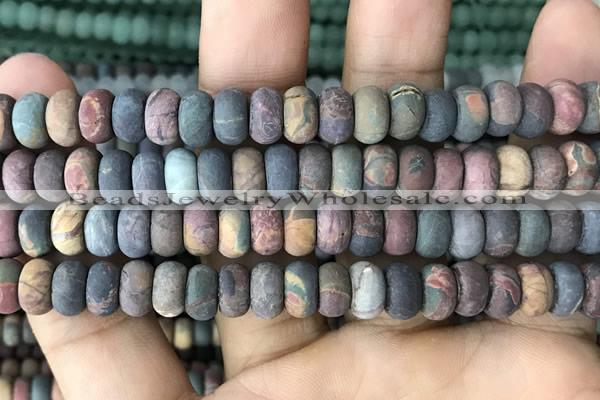 CRB5062 15.5 inches 5*8mm rondelle matte picasso jasper beads