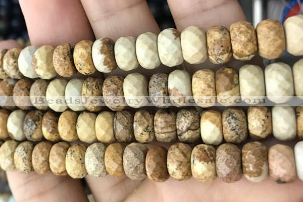 CRB5159 15.5 inches 5*8mm faceted rondelle picture jasper beads