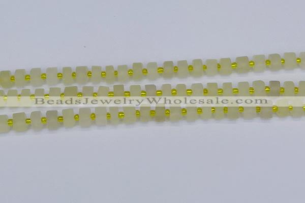 CRB518 15.5 inches 5*8mm tyre matte lemon quartz beads