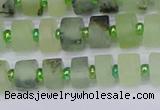 CRB524 15.5 inches 5*8mm tyre matte green rutilated quartz beads