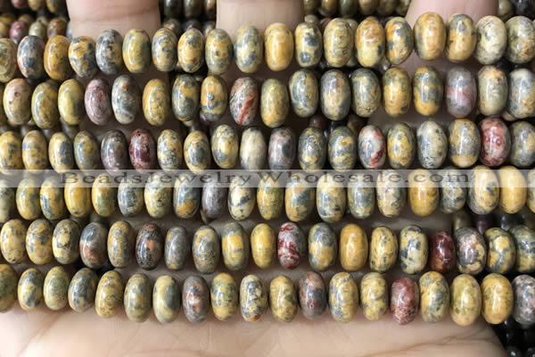 CRB5335 15.5 inches 5*8mm rondelle leopard skin jasper beads