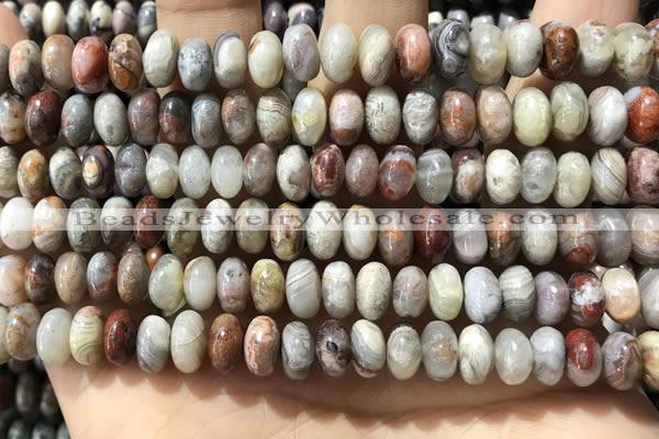 CRB5337 15.5 inches 5*8mm rondelle Mexican crazy lace agate beads