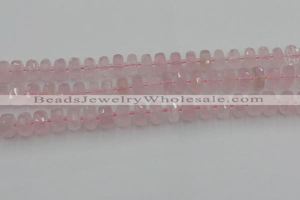 CRB557 15.5 inches 6*10mm faceted rondelle rose quartz beads