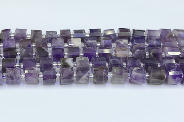 CRB5603 15.5 inches 7mm - 8mm faceted tyre amethyst beads