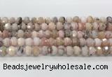 CRB5653 15.5 inches 5*8mm-6*10mm faceted rondelle pink opal beads wholesale