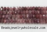 CRB5660 15.5 inches 7*11mm-9*13mm faceted rondelle strawberry quartzbeads wholesale