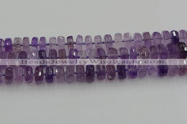 CRB569 15.5 inches 8*18mm faceted rondelle amethyst beads