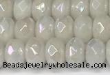 CRB5700 15 inches 5*8mm faceted rondelle AB-color white jade beads