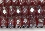 CRB5709 15 inches 5*8mm faceted rondelle AB-color red agate beads