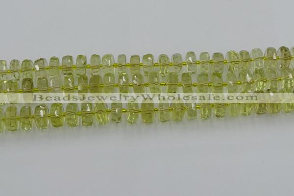 CRB573 15.5 inches 6*10mm faceted rondelle lemon quartz beads