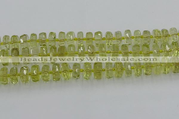 CRB575 15.5 inches 8*14mm faceted rondelle lemon quartz beads