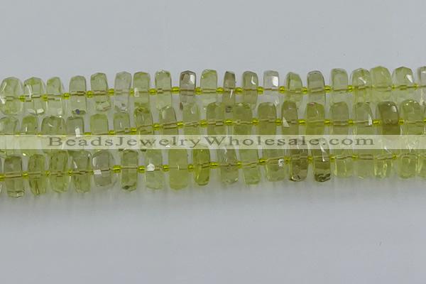 CRB576 15.5 inches 8*16mm faceted rondelle lemon quartz beads