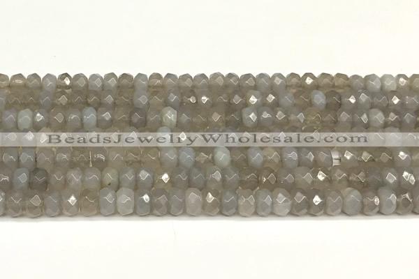 CRB5794 15 inches 4*6mm, 5*8mm faceted rondelle grey agate beads