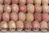 CRB5807 15 inches 4*6mm, 5*8mm faceted rondelle pink wooden jasper beads