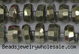 CRB597 15.5 inches 6*10mm faceted rondelle pyrite beads